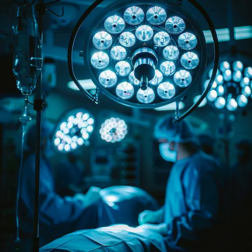 Dispositivo iStent sendo utilizado em cirurgia MIGS para glaucoma, com aplicação minimamente invasiva no olho.