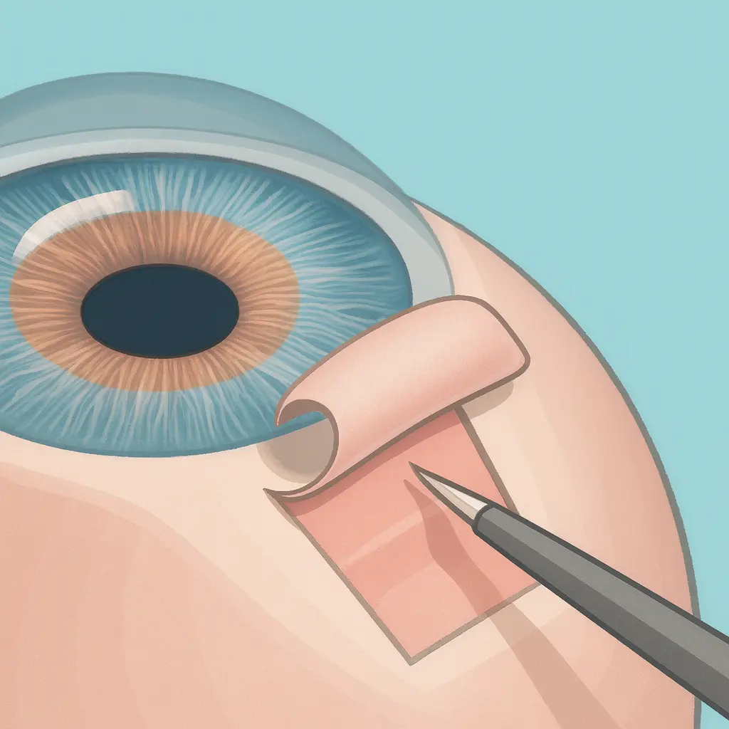 ilustração representando o procedimento de trabeculectomia