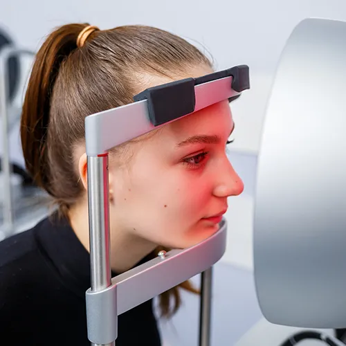 Imagem de um exame oftalmológico (exame ocular) de Topografia de córnea – mapeamento detalhado da curvatura corneana, realizado nos hospitais de olhos da Rede Vision One.