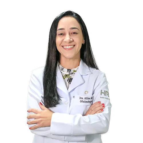 Dra. Alline Gonçalves dos Reis Melo olhando para frente