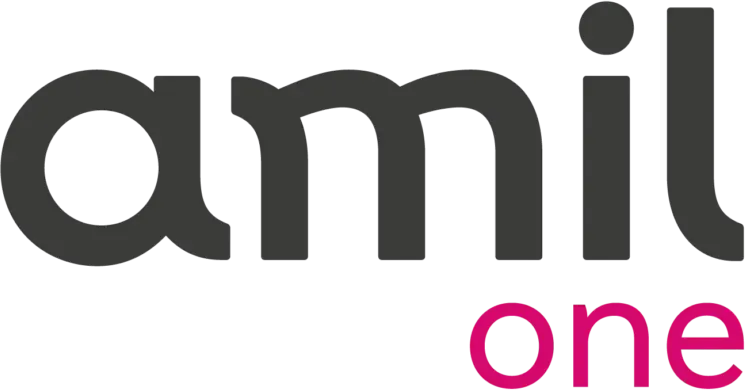 Logotipo da Amil One, convênios e planos de saúde aceitos nos hospitais de olhos da rede Vision One.